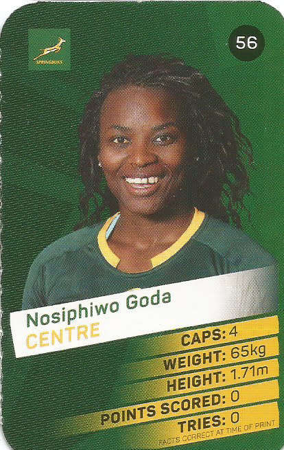 NOSIPHIWO GODA -  2019 Pick n Pay Rugby World Cup COLLECTION CARD 56