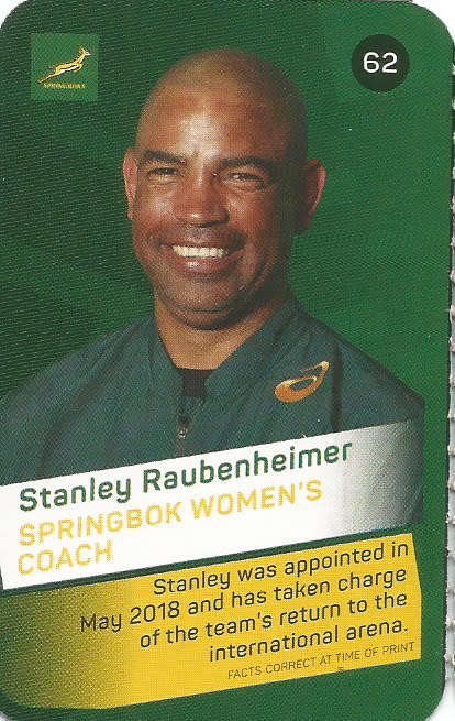 STANLEY RAUBENHEIMER -  2019 Pick n Pay Rugby World Cup COLLECTION CARD 62