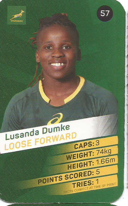 LUSANDA DUMKE -  2019 Pick n Pay Rugby World Cup  COLLECTION CARD 57