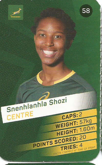 SNENHLANHLA SHOZI -  2019 Pick n Pay Rugby World Cup  COLLECTION CARD 58