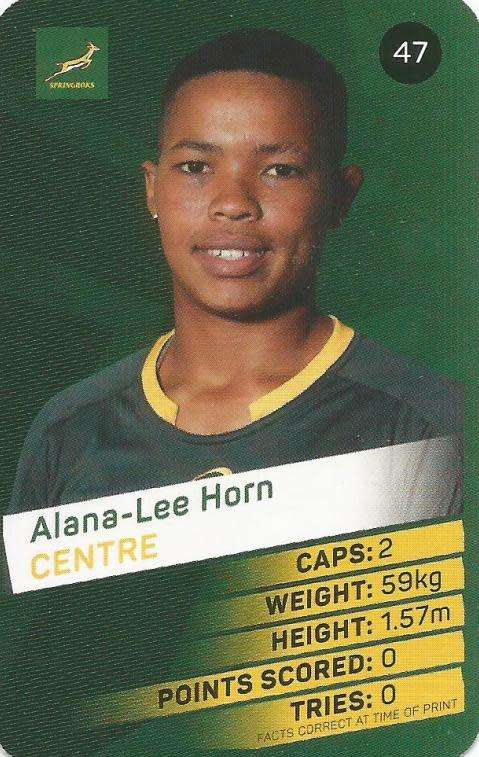 ALANA-LEE HORN -  2019 Pick n Pay Rugby World Cup  COLLECTION CARD 47