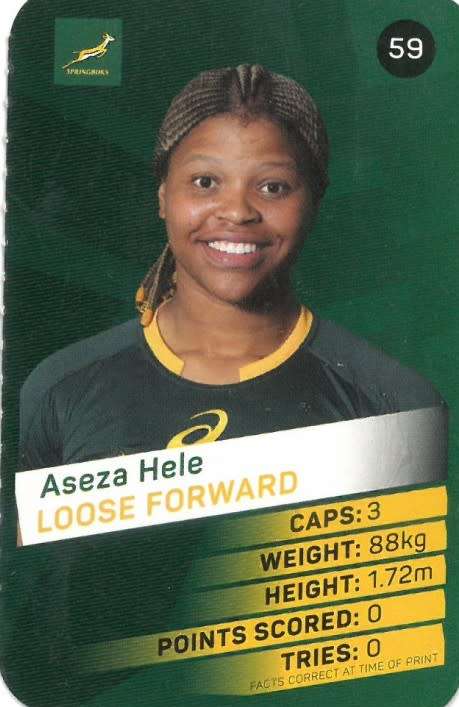 ASEZA HELE -  2019 Pick n Pay Rugby World Cup  COLLECTION CARD 59