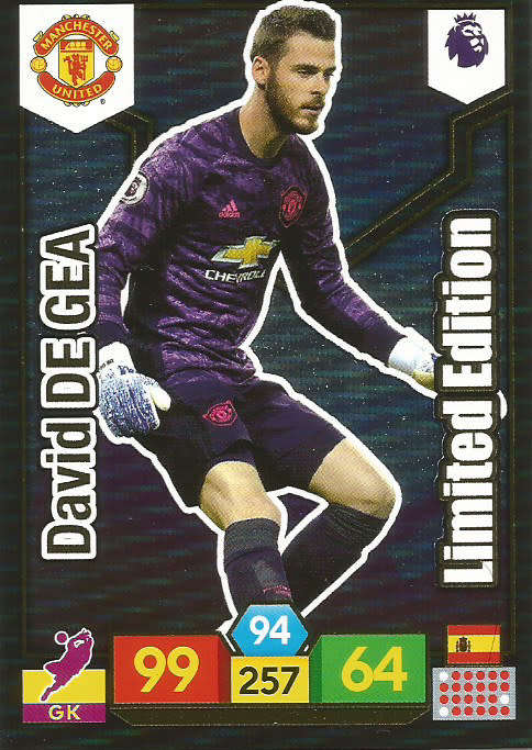 DAVID DE GEA - EPL ADRENALYN XL 2019/20 - "LIMITED EDITION" TRADING CARD