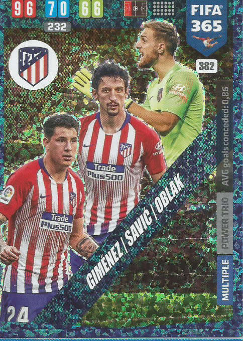 ATLETICO MADRID FC - FIFA 365 2020 EDITION -  - BLUE FOIL `TRIOS` TRADING CARD 382