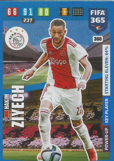 HAKIM ZIYECH - FIFA 365 2020 EDITION -  - BLUE FOIL `KEY PLAYER` TRADING CARD 360