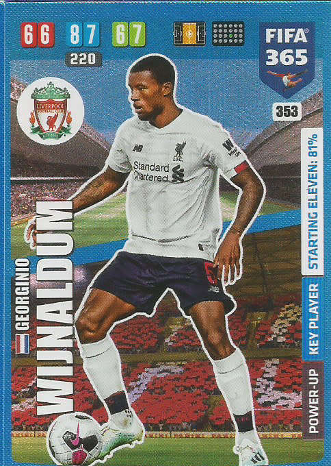 GEORGINIO WIJNALDUM - FIFA 365 2020 EDITION -  - BLUE FOIL `KEY PLAYER` TRADING CARD 353