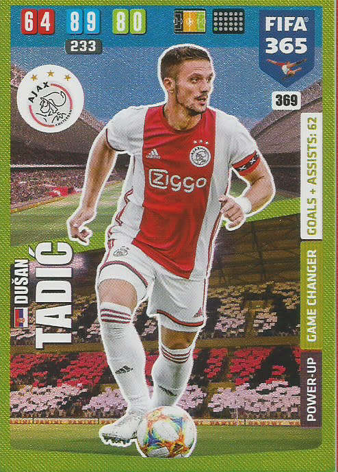 DUSAN TADIC - FIFA 365 2020 EDITION -  - GREEN FOIL `GAME CHANGER` TRADING CARD 369
