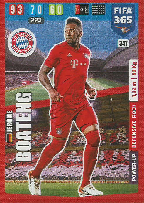 JEROME BOATENG - FIFA 365 2020 EDITION -  - RED FOIL `DEFENSIVE ROCK` TRADING CARD 347