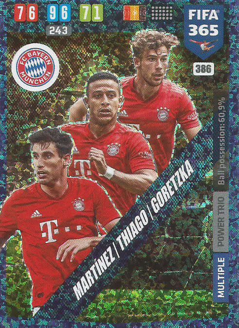 BAYERN MUNCHEN - FIFA 365 2020 EDITION -  - BLUE FOIL `TRIOS` TRADING CARD 386