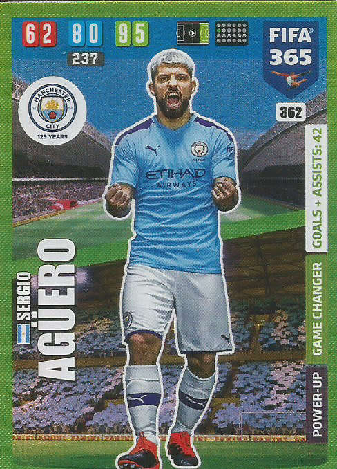 SERGIO AGUERO - FIFA 365 2020 EDITION -  - GREEN FOIL `GAME CHANGER` TRADING CARD 362