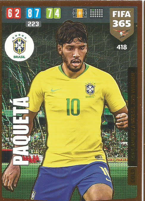 PAQUETA - FIFA 365 2020 EDITION - GOLD FOIL `WINNERS` TRADING CARD 418
