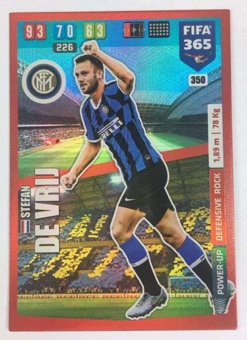STEFAN DE VRIJ - FIFA 365 2020 EDITION -  - RED FOIL `DEFENSIVE ROCK` TRADING CARD 350