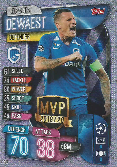 SEB. DEWAEST - CHAMPIONS LEAGUE 2019/20 -  SILVER FOIL "MVP" TRADING CARD - C GEN