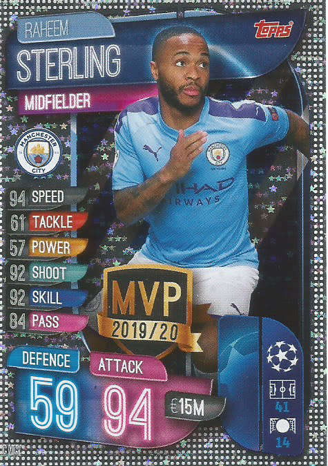 RAHEEM STERLING - CHAMPIONS LEAGUE 2019/20 -  SILVER FOIL "MVP" TRADING CARD - C MCY