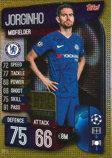 JORGINHO - CHAMPIONS LEAGUE 2019/20 -  GOLD FOIL "PRO PERFORMER" TRADING CARD PP8