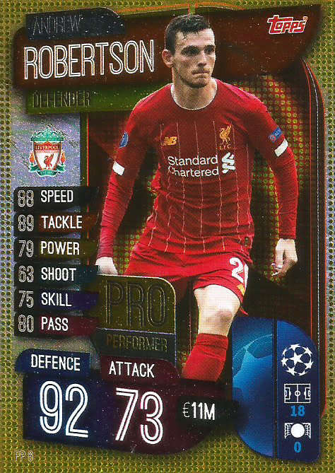 ANDREW ROBERTON- CHAMPIONS LEAGUE 2019/20 -  GOLD FOIL "PRO PERFORMER" TRADING CARD PP6
