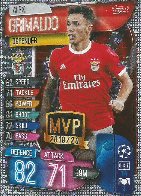 GRIMALDO - CHAMPIONS LEAGUE 2019/20 -  SILVER FOIL "MVP" TRADING CARD - C BEN