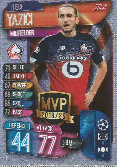YUSUF YAZICI - CHAMPIONS LEAGUE 2019/20 -  SILVER FOIL "MVP" TRADING CARD - C LIL