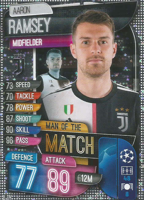 AARON RAMSEY - CHAMPIONS LEAGUE 2019/20 -  SILVER FOIL "MAN of the MATCH" TRADING CARD