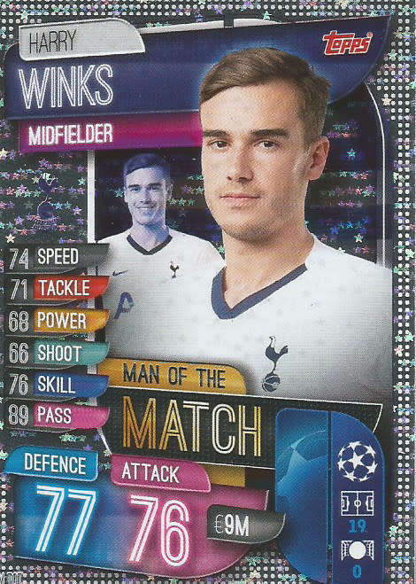 HARRY WINKS - CHAMPIONS LEAGUE 2019/20 -  SILVER FOIL "MAN of the MATCH" TRADING CARD