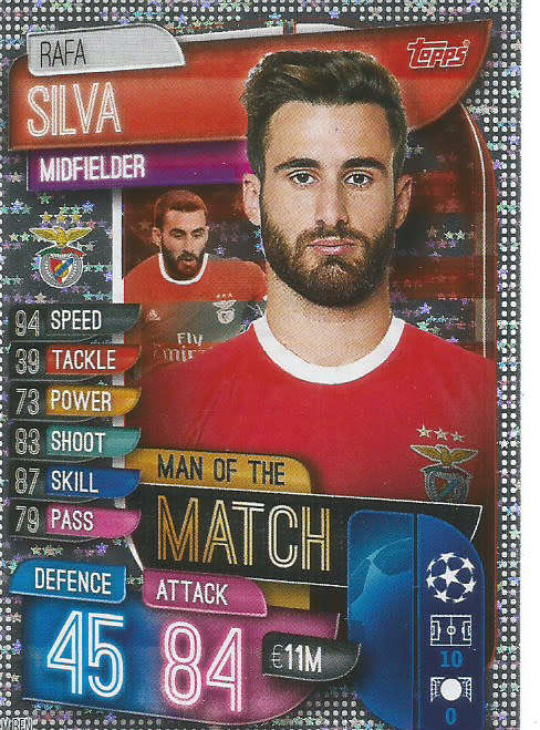 RAFA SILVA - CHAMPIONS LEAGUE 2019/20 -  SILVER FOIL "MAN of the MATCH" TRADING CARD