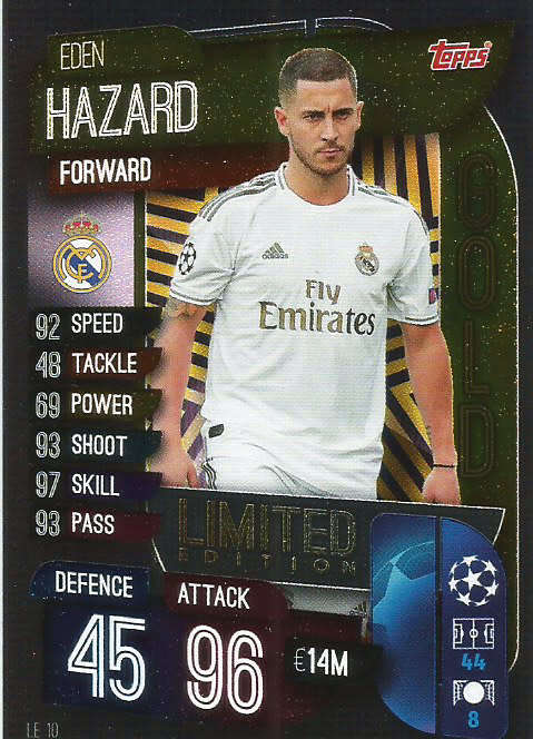 EDEN HAZARD - CHAMPIONS LEAGUE 2019/20 -  GOLD FOIL "LIMITED EDITION" TRADING CARD
