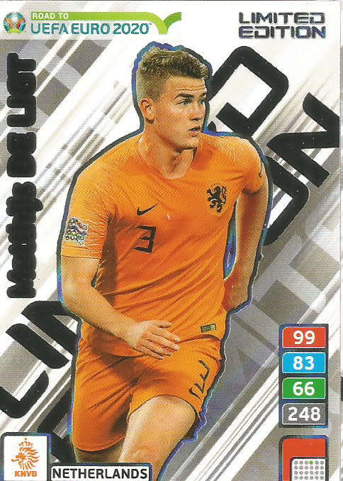 MATTHIJS DE LIGT  - PANINI "ROAD TO EURO 2020"  - "LIMITED EDITION" TRADING CARD