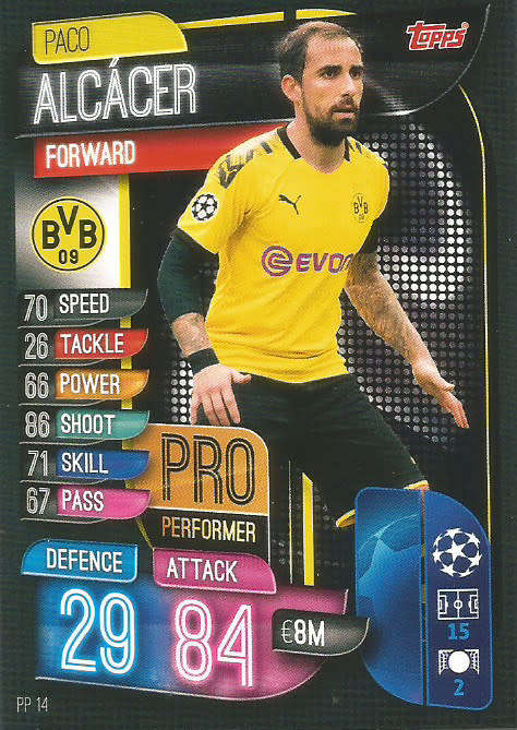 PACO ALCACER - CHAMPIONS LEAGUE 2019/20 -  "PRO PERFORMER" TRADING CARD PP14