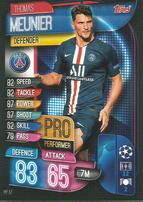 THOMAS MEUNIER - CHAMPIONS LEAGUE 2019/20 -  "PRO PERFORMER" TRADING CARD PP17