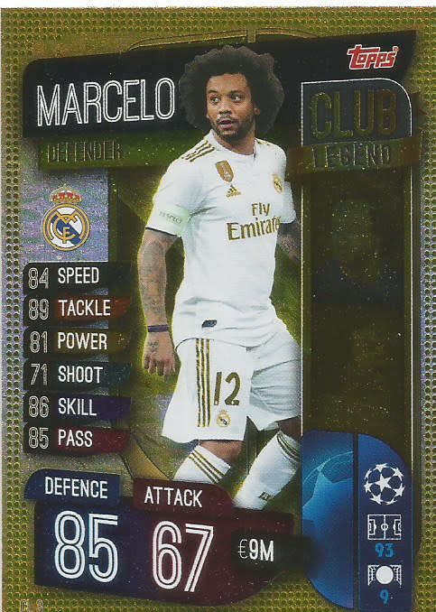 MARCELO - CHAMPIONS LEAGUE 2019/20 -  GOLD FOIL "CLUB LEGEND" TRADING CARD