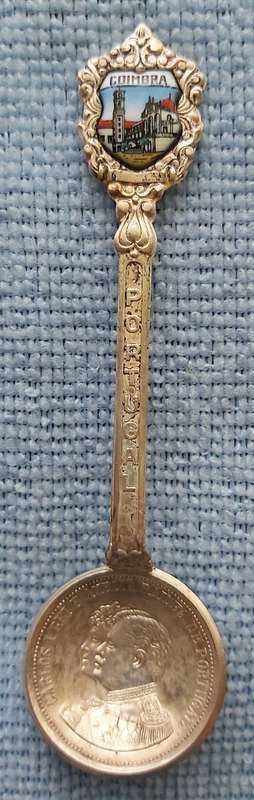 SILVERPLATED SUGAR SPOON - NICE DETAIL - COIMBRA PORTUGAL - IN GOOD CONDITION