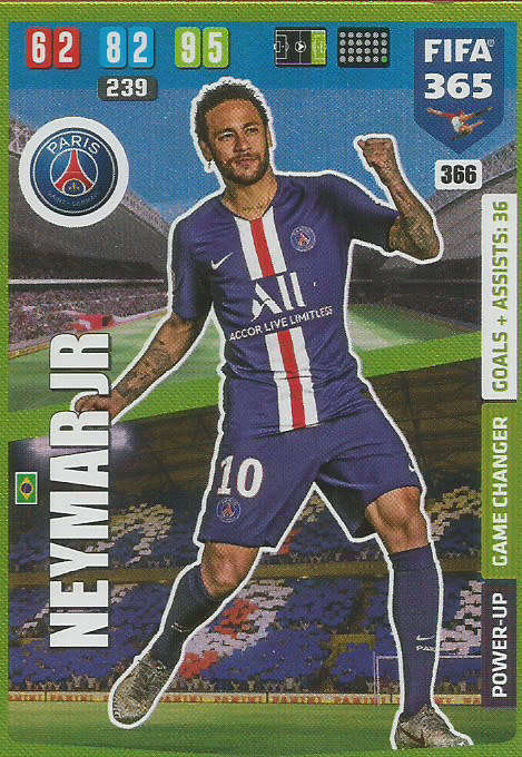 NEYMAR Jr - PANINI `FIFA 365 2020` EDITION -  - GREEN FOIL `GAME CHANGER` TRADING CARD 366