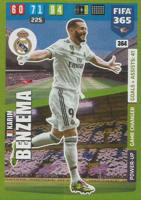 KARIM BENZEMA - FIFA 365 2020 EDITION -  - GREEN FOIL `GAME CHANGER` TRADING CARD 364