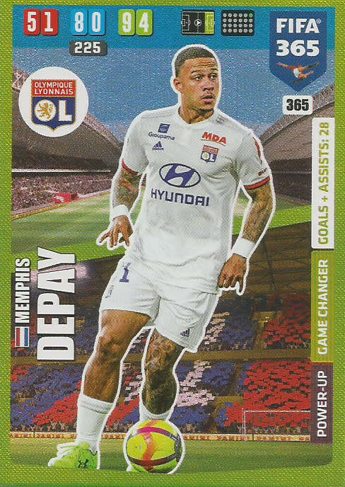 MENPHIS DEPAY - FIFA 365 2020 EDITION -  - GREEN FOIL `GAME CHANGER` TRADING CARD 365