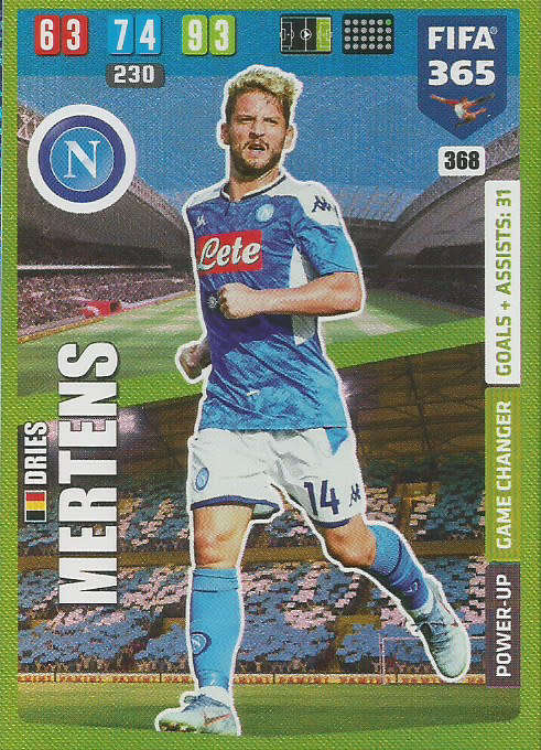 DRIES MERTENS - FIFA 365 2020 EDITION -  - GREEN FOIL `GAME CHANGER` TRADING CARD 368