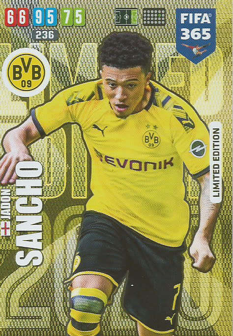 JADON SANCHO - FIFA 365 2020 EDITION -  - GOLD FOIL `LIMITED EDITION` TRADING CARD