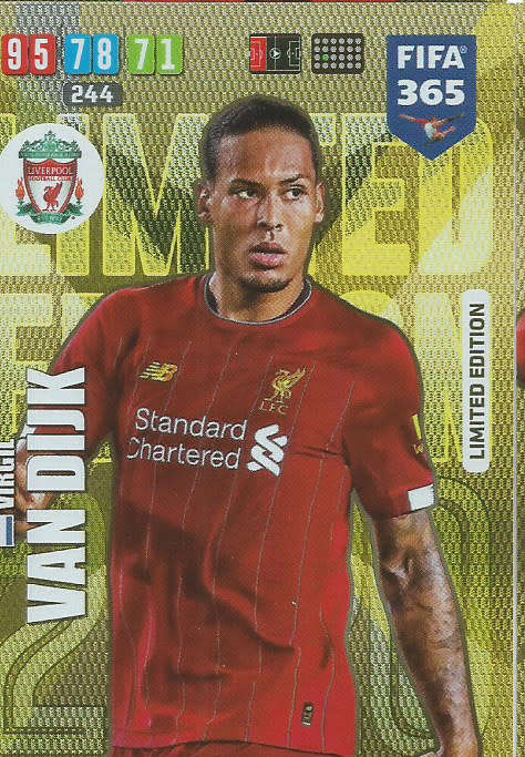 VIRGIL VAN DIJK - FIFA 365 2020 EDITION -  - GOLD FOIL `LIMITED EDITION` TRADING CARD