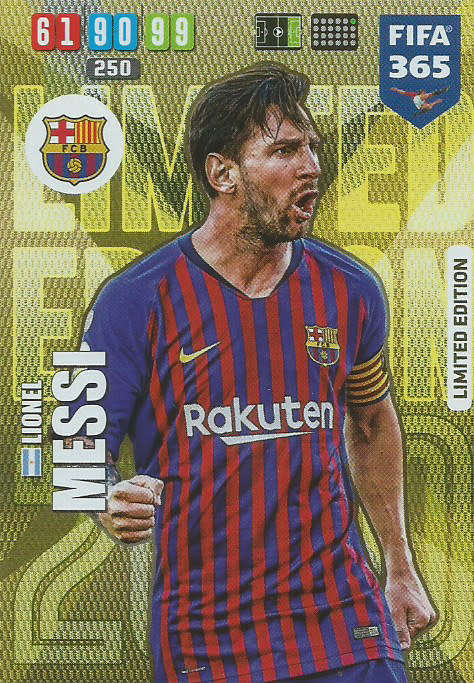 LIONEL MESSI - PANINI `FIFA 365` 2020 EDITION -  - GOLD FOIL `LIMITED EDITION` TRADING CARD