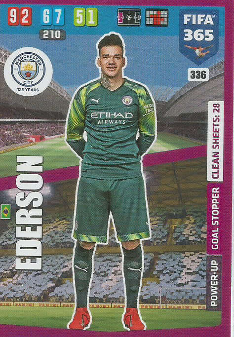EDERSON - FIFA 365 2020 EDITION -  - PURPLE FOIL `GOAL STOPPER` TRADING CARD 341