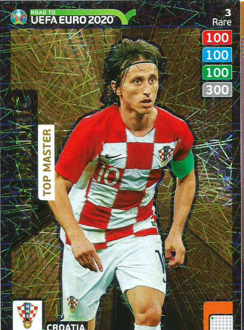 LUKA MODRIC - PANINI "ROAD TO EURO 2020 - "RARE "TOP MASTER" FOIL TRADING CARD 3
