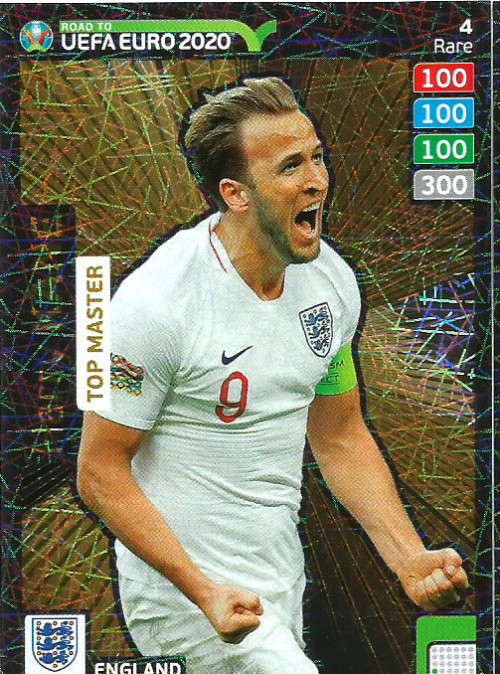HARRY KANE - PANINI "ROAD TO EURO 2020 - "RARE "TOP MASTER" FOIL TRADING CARD 4