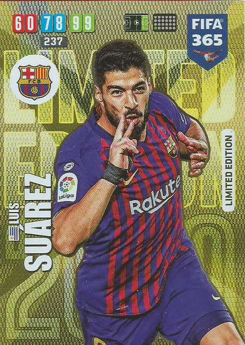 LUIS SUAREZ - PANINI FIFA 365 2020 EDITION -  - GOLD FOIL `LIMITED EDITION` TRADING CARD