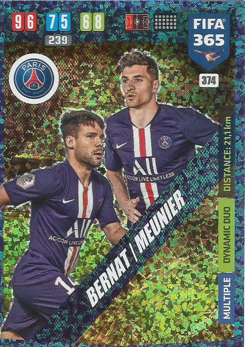 PARIS SAINT GERMAIN - FIFA 365 2020 EDITION -  - BLUE FOIL `DUOS/TRIOS` TRADING CARD 374