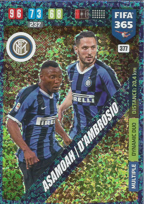 INTER MILAN - FIFA 365 2020 EDITION -  - BLUE FOIL `DUOS/TRIOS` TRADING CARD 377