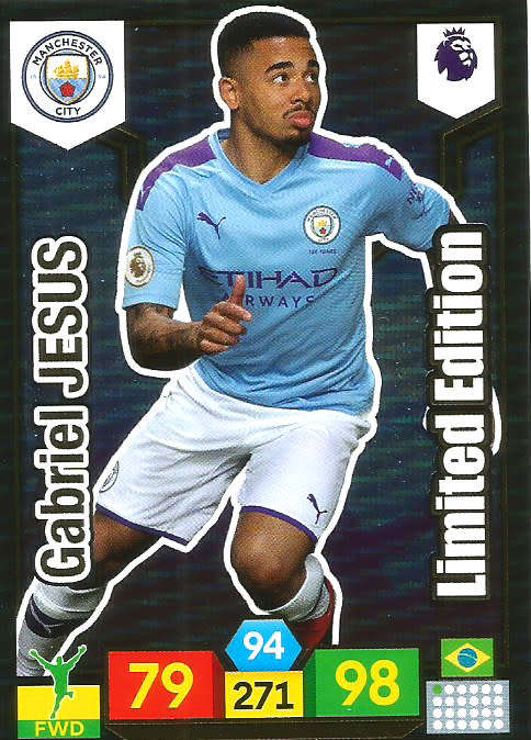 GABRIEL JESUS - ENGLISH PREMIER LEAGUE 2019/20 - "LIMITED EDITION" TRADING CARD