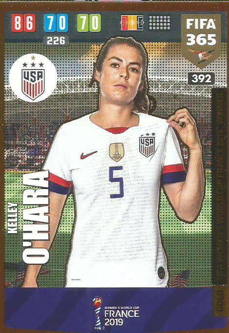 KELLEY O`HARA - FIFA 365 2020 EDITION -  - GOLD FOIL `WINNERS` TRADING CARD 392