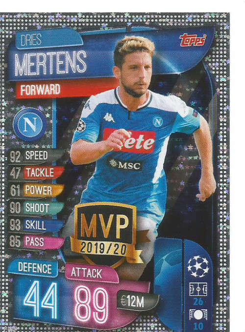 DRIES MERTENS - CHAMPIONS LEAGUE 2019/20 -  SILVER FOIL "MVP" TRADING CARD - C NAP