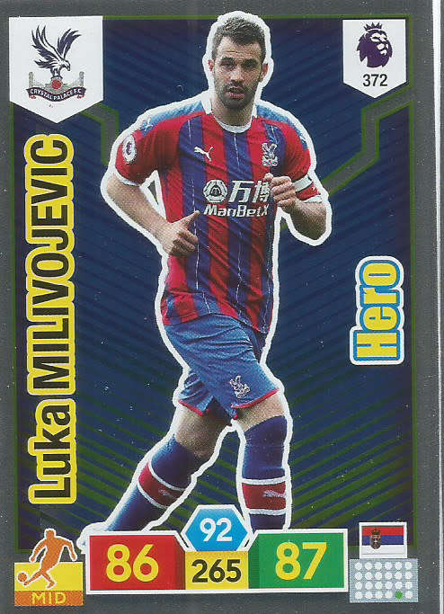LUKA MILIVOJEVIC - EPL ADRENALYN XL 2019/20 - FOIL "HERO" TRADING CARD 372