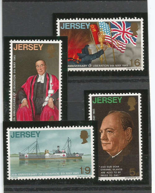 JERSEY 9/5/1970 - "25th ANNIVERSARY LIBERATION" - LOT OF 4 STAMPS (UM)