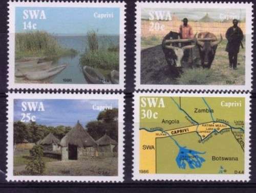 SOUTH WEST AFRICA - 6/11/1986 "CAPRIVI STRIP" - FULL SET 4 (UM) STAMPS